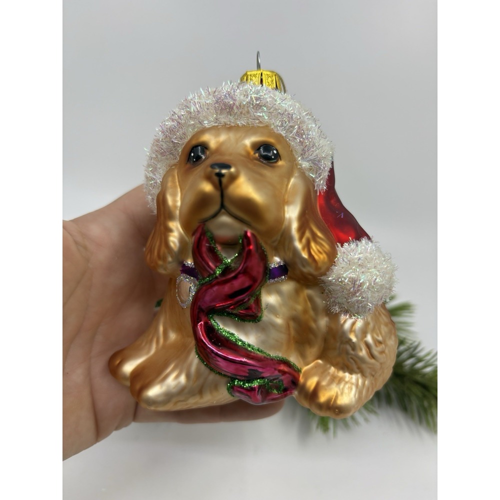 Kurt Adler 4" Brown Cocker Spaniel Dog In Santa Suit Christmas Tree Ornament